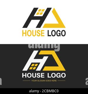 Un insieme di loghi con una lettera H su un argomento la casa, società di costruzione, leasing di case. Illustrazione vettoriale. Illustrazione Vettoriale