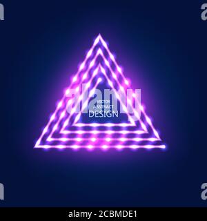 Cartello viola al neon con illuminazione a LED in stile retrò. Il tabellone luminoso con il posto per il testo. Il modello di bruciatura vettoriale nell'antica st Illustrazione Vettoriale