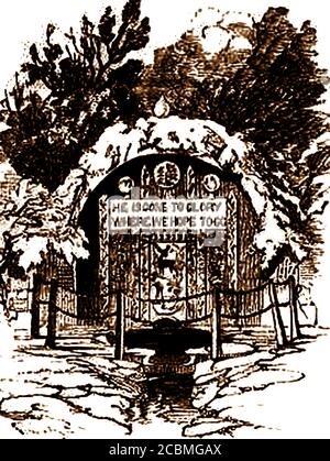 Tradizionale vecchio dogane britanniche, feste ed eventi - tradizione di bene-vestirsi il Giovedì Santo a Tissington, Derbyshire, Regno Unito - 1852 . Tissington sostiene di essere il luogo madre di tutte le cerimonie bene vestirsi, anche se l'evento si verifica in tutto il Derbyshire e in effetti altrove. La cerimonia annuale di preparazione dei pozzi attira visitatori da tutta la Gran Bretagna e dall'estero. Le sue origini pagane sono perdute nella storia ma si ritiene che abbiano avuto originariamente l'intenzione di ringraziare o placare gli dei o gli spiriti d'acqua che hanno fornito l'approvvigionamento idrico locale (cioè i pozzi della città) Foto Stock