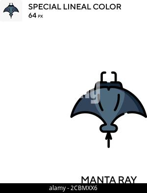 Manta ray icona vettore colore lineare speciale. Icone Manta ray per il tuo progetto aziendale Illustrazione Vettoriale