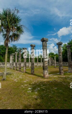 Il mercato nella zona archeologica di Chichen Itza (patrimonio dell'umanità dell'UNESCO) sulla penisola dello Yucatan in Messico. Foto Stock