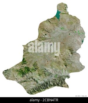 Forma di Kars, provincia della Turchia, con la sua capitale isolata su sfondo bianco. Immagini satellitari. Rendering 3D Foto Stock