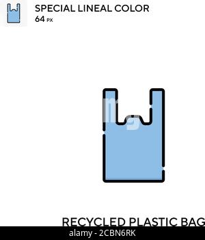 Sacchetto di plastica riciclato icona vettore colore lineo speciale. Icone di sacchetti di plastica riciclati per il vostro progetto di affari Illustrazione Vettoriale