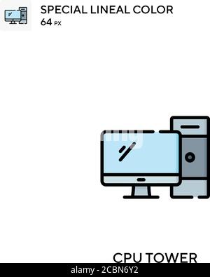 Torre della CPU icona vettore di colore lineare speciale. Icone tower CPU per il vostro progetto aziendale Illustrazione Vettoriale