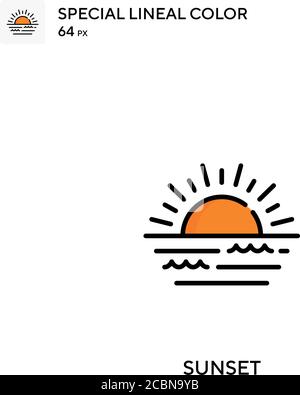 Sunset icona vettore colore lineare speciale. Icone Sunset per il tuo progetto aziendale Illustrazione Vettoriale