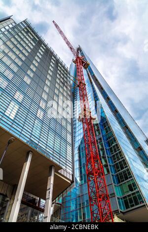 Costruzione di un edificio residenziale a 26 piani di Sellar, REM per conto di LBQ Fielden Ltd, London Bridge Quarter devlopment, Londra, Regno Unito Foto Stock