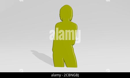 GIRL 3D icona casting ombra, illustrazione 3D per bella e sfondo Foto Stock