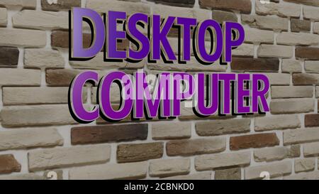 Testo del computer desktop su parete testurizzata, illustrazione 3D per background e business Foto Stock