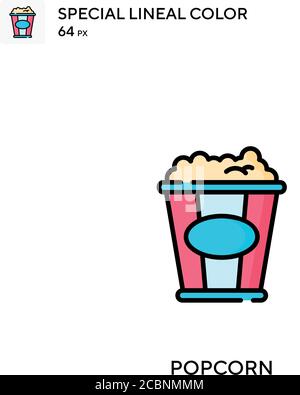 Popcorn icona vettore colore lineare speciale. Icone popcorn per il vostro progetto di affari Illustrazione Vettoriale