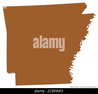 Forma dell'Arkansas, stato della terraferma degli Stati Uniti, con la sua capitale isolata su sfondo bianco. Composizione di texture con motivi. Rendering 3D Foto Stock