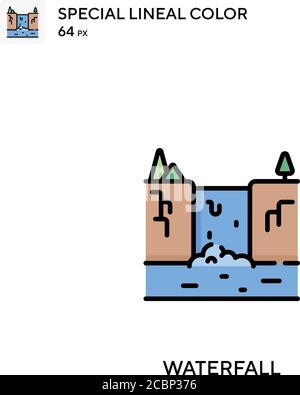 Icona vettore colore lineare speciale cascata. Icone a cascata per il vostro progetto aziendale Illustrazione Vettoriale