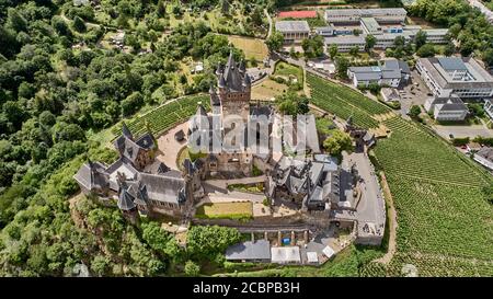 Castello di Cochem sopra la Mosella vicino Cochem, Renania-Palatinato, Germania Foto Stock