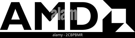 Logo AMD, Advanced Micro Devices, industria dei semiconduttori, produttore di chip, sfondo bianco Foto Stock