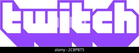 Logo Twitch, live streaming, portale per videogiochi, sfondo bianco Foto Stock