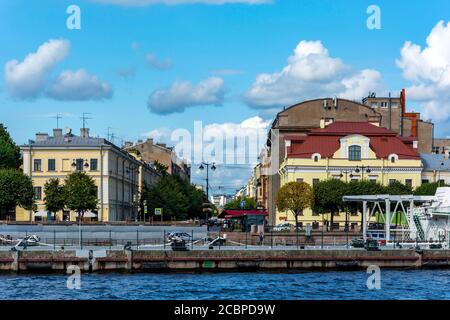 San Pietroburgo, il molo, Quay del tenente Schmidt sulla Grande Neva Foto Stock