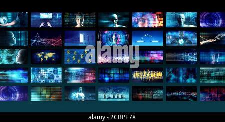 Concetto di contenuto digitale su Internet come sfondo Foto Stock