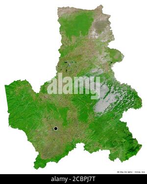 Forma di Đăk Nông, provincia del Vietnam, con la sua capitale isolata su sfondo bianco. Immagini satellitari. Rendering 3D Foto Stock