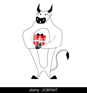 Zodiaco cinese. Segno astrologico animale cinese. Mucca. Simbolo di 2021 Illustrazione Vettoriale