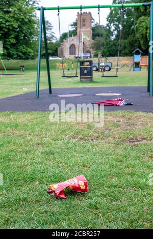 Northampton, Regno Unito, 15 agosto 2020. Una cucciolata residente maschile locale che raccoglie nell'area giochi per bambini di Abington Park. Un gruppo di amici di Abington Park che sono tutti volontari, uscire ogni giorno in tutto il parco cercando di tenerlo in ordine, che è un lavoro senza fine. Credit: Keith J Smith./Alamy Credit: Keith J Smith./Alamy Live News Foto Stock