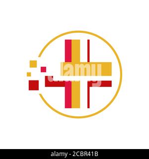 icona vettore del logo dell'applicazione medica online del medico sanitario per l'illustrazione del modello di simbolo dell'applicazione sanitaria digitale. Illustrazione Vettoriale