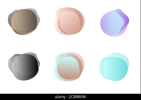 Blot, gocce pastello astratte multicolore per la progettazione di sfondi di applicazioni, sfondi di social media. Transizioni di colore uniformi nelle forme di gocciolamento Illustrazione Vettoriale