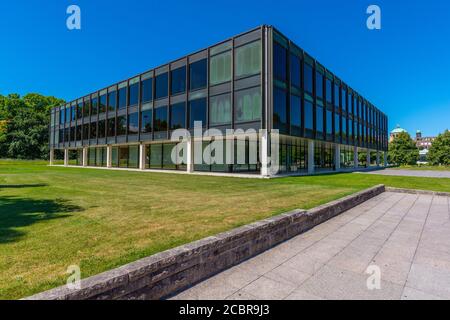 Landtagsgebäude o edificio del parlamento, Oberer Schlossgarten o Giardino del Castello superiore, Stoccarda, Stato federale Baden-Württemberg, Germania meridionale, Europa Foto Stock