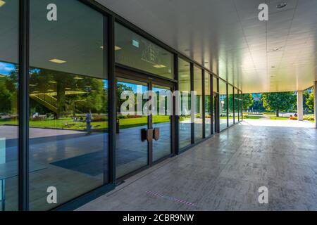 Landtagsgebäude o edificio del parlamento Oberer Schlossgarten o Giardino del Castello superiore, Stoccarda, Stato federale Baden-Württemberg, Germania del Sud, Europa Foto Stock