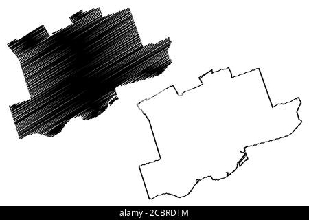 Moncton City (Canada, New Brunswick Province) mappa vettoriale illustrazione, scrimble sketch Città di Moncton mappa Illustrazione Vettoriale
