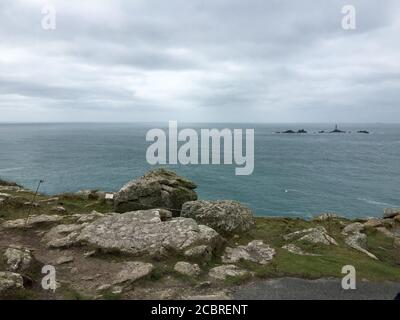 Vista da Lands End, Cornovaglia Foto Stock