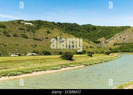 Litlington White Horse, fiume Cuckmere Foto Stock