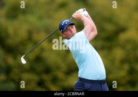 Inghilterra Callum Shinkwin durante il terzo giorno del Celtic Classic al Celtic Manor Resort. Foto Stock