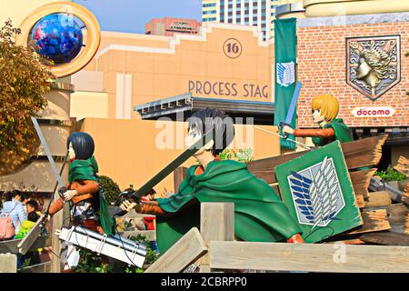 Ingresso di attacco su Titan ( Shingeki no Kyojin ) /corsa per Survival XR Ride agli Universal Studios japan. Foto Stock