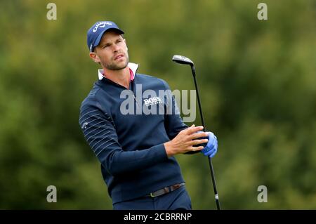 Thomas Detry in Belgio il 6° giorno del Celtic Classic al Celtic Manor Resort. Foto Stock