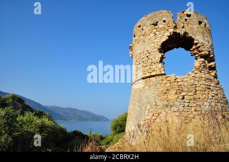 Torre Genovese di Ancona nella Corsica meridionale Foto Stock