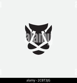 tiger o linea o leopardo o ghepardo testa silhouette design del logo Illustrazione Vettoriale