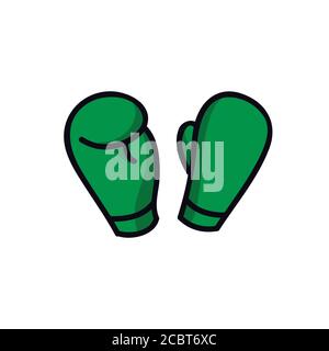 guanti di boxe icona doodle, immagine vettoriale a colori Illustrazione Vettoriale