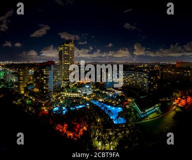 Foto aerea notte Fontainebleau Hotel Miami Beach Florida USA Foto Stock