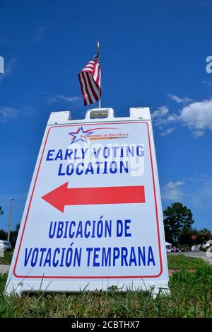 Brevard County Florida Stati Uniti. 15 agosto 2020. Le elezioni primarie della Florida sono la prossima settimana, ma prima di quella data oltre 1.7 milioni di persone hanno già votato all'inizio in Florida. La maggior parte dei punti di votazione per le elezioni anticipate della Florida centrale sono già chiusi. Martedì i sondaggi si aprono per il voto di persona. Photo Credit: Julian Leek/Alamy Live News Foto Stock