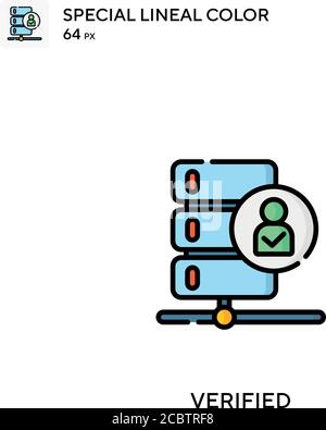 Verificata icona vettore colore lineare speciale. Icone verificate per il vostro progetto aziendale Illustrazione Vettoriale