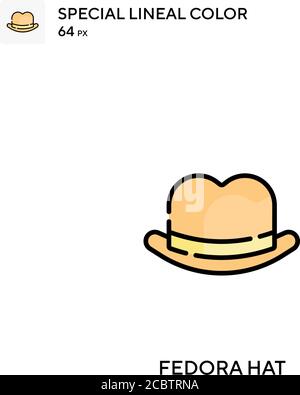 Fedora Hat icona vettore colore lineare speciale. Fedora Hat icone per il vostro progetto di business Illustrazione Vettoriale