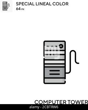Torre del computer icona vettore di colore lineare speciale. Icone di computer tower per il vostro progetto aziendale Illustrazione Vettoriale