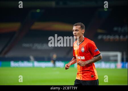 Gelsenkirchen, Germania - 11 agosto 2020: Alan Patrick durante l'azione nella partita di calcio della Lega Europa Shakhtar contro Basilea. Gli eventi pubblici sono un Foto Stock