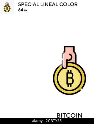 Bitcoin icona vettore colore lineare speciale. Icone Bitcoin per il tuo progetto aziendale Illustrazione Vettoriale