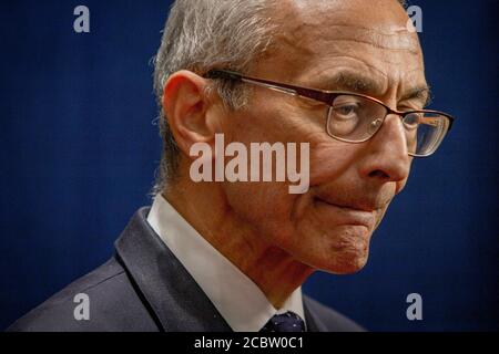 Immagini dalla camera di spin dopo il dibattito presidenziale di San Louis tra Trump e Hillary Clinton. Foto Stock