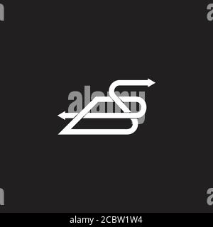 lettera b collegata frecce geometriche linee swoosh logo vettore Illustrazione Vettoriale