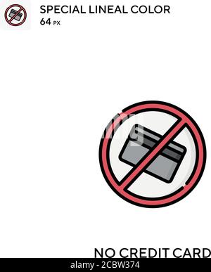 Nessuna carta di credito icona vettore colore lineare speciale. Nessuna icona della carta di credito per il tuo progetto aziendale Illustrazione Vettoriale