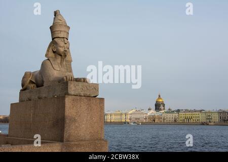 Sphinx egiziano presso l'Università Embankment a San Pietroburgo Foto Stock