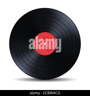 Vecchio disco in vinile rosso retro, LP, illustrazione vettoriale isolata su sfondo bianco Illustrazione Vettoriale