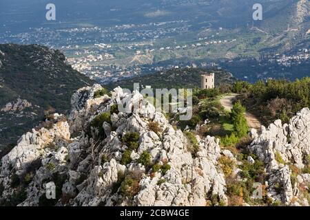 Kyrenia, Girne, Burgfestung; St. Hilarion, Türkische Republik Nordzypern Foto Stock