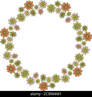 Bella corona con diversi fiori decorativi su sfondo bianco Illustrazione Vettoriale